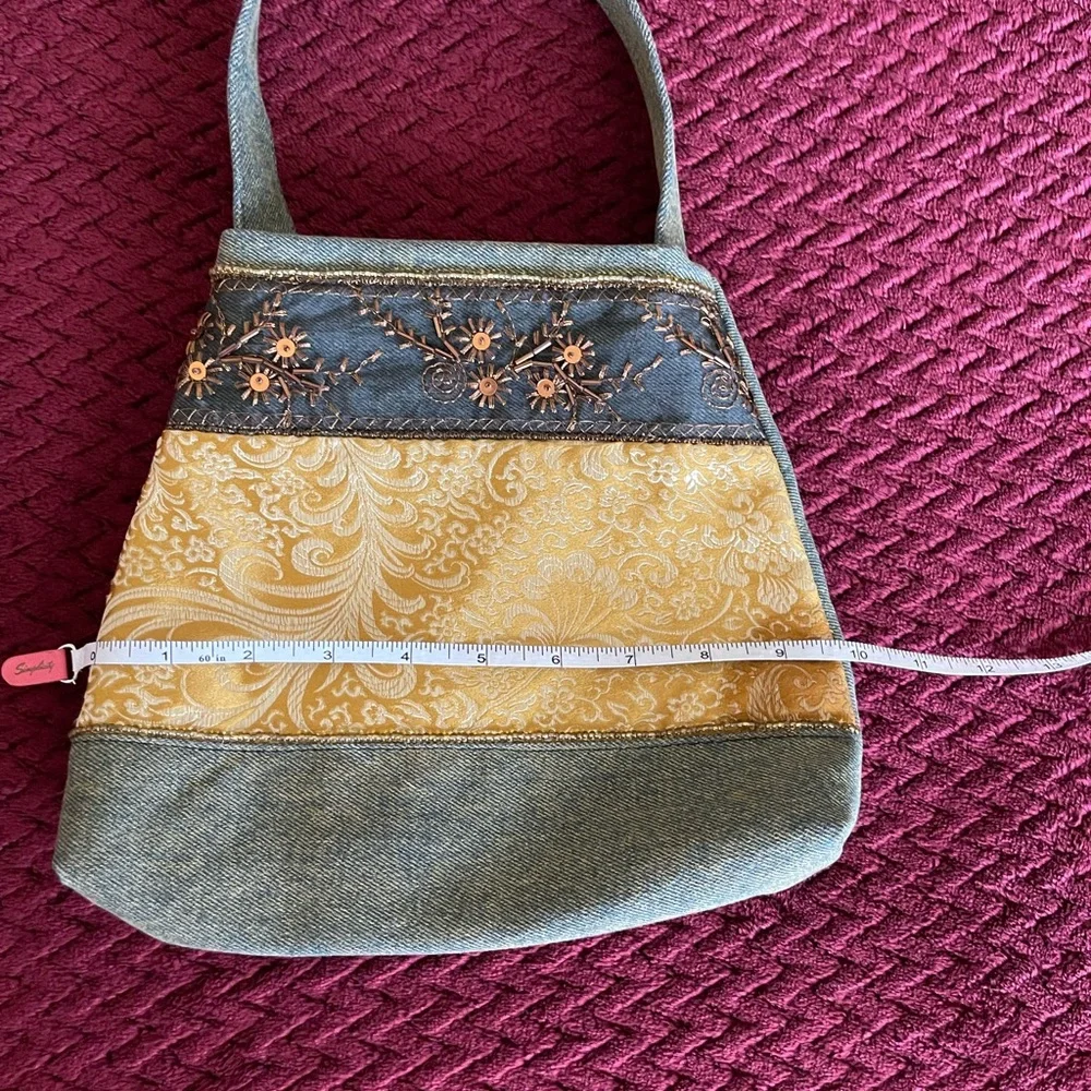 Lily Black Gold & Canvas Handbag - Picture 9 of 9